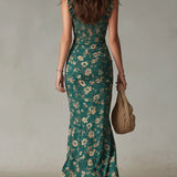 CALLA | VESTIDO MAXI IMPRESSO BOHEMIANO VERDE