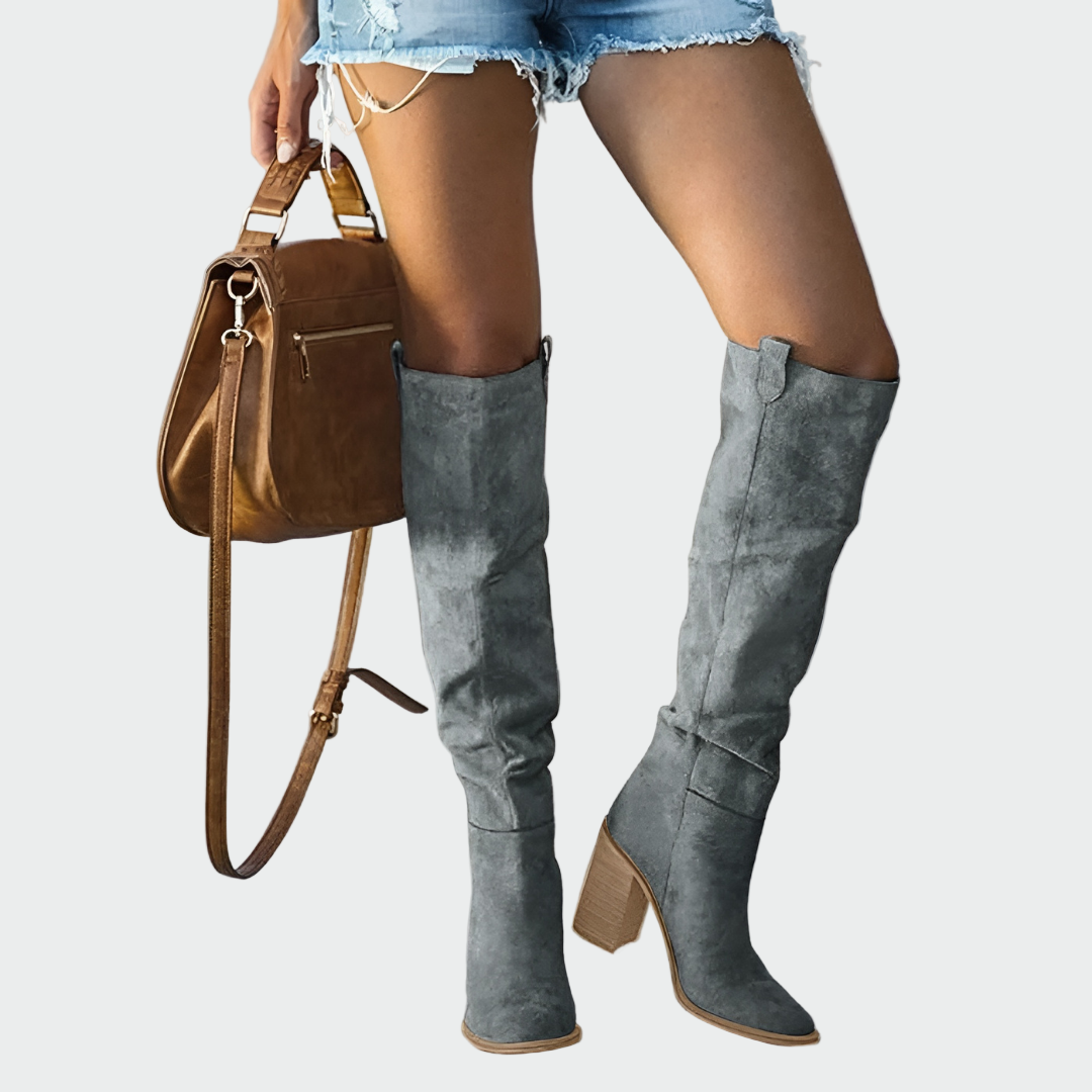 Botas ortopédicas de couro até ao joelho