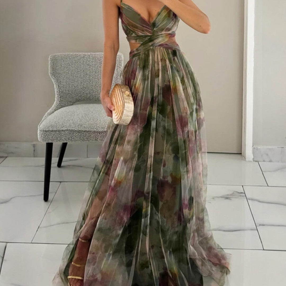 Giselle | Maxi-Vestido Encantador com Estampa Floral