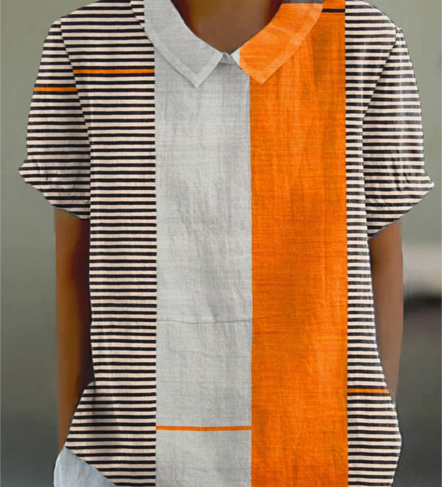Lena - Camisa Listrada em Bloco de Cores