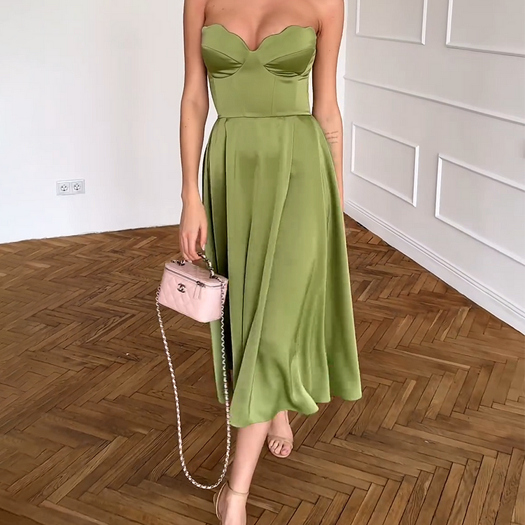 Liora | Vestido Midi Elegante Sem Alças