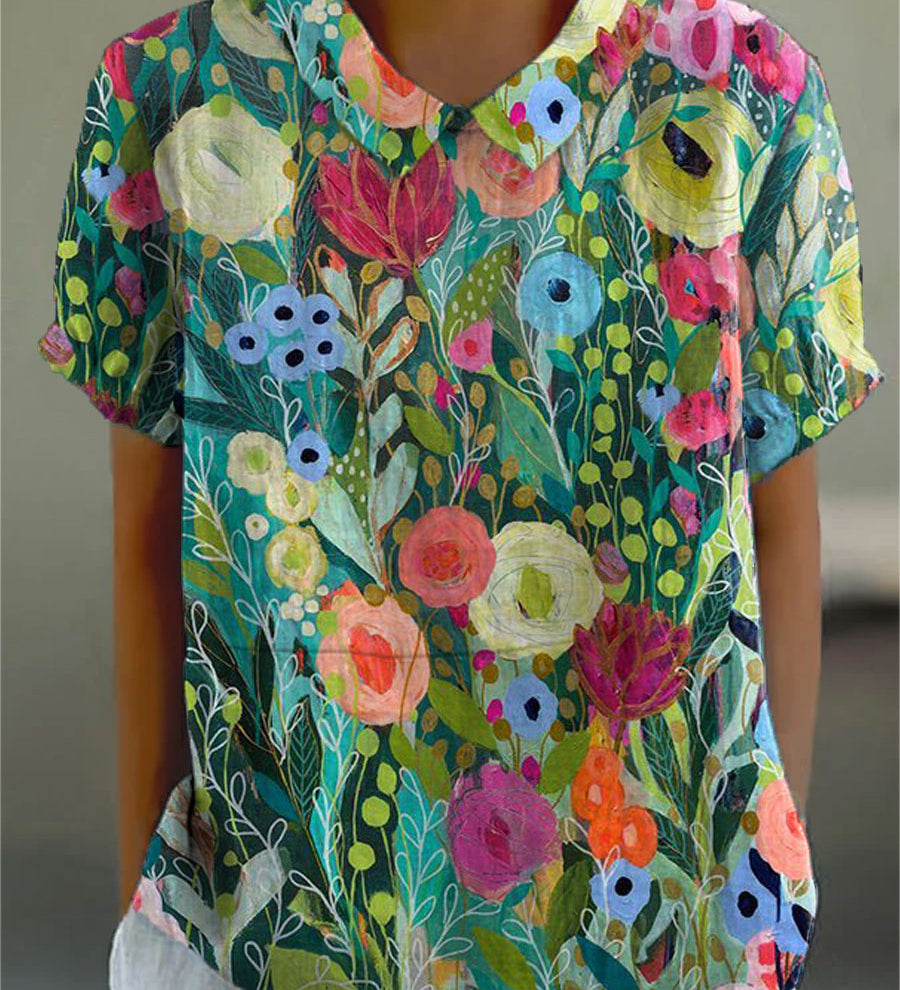 Diana - Camisa Floral em Aquarela