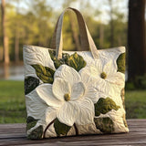 Bolso Artesanal Acolchado - Lírios Brancos Elegantes