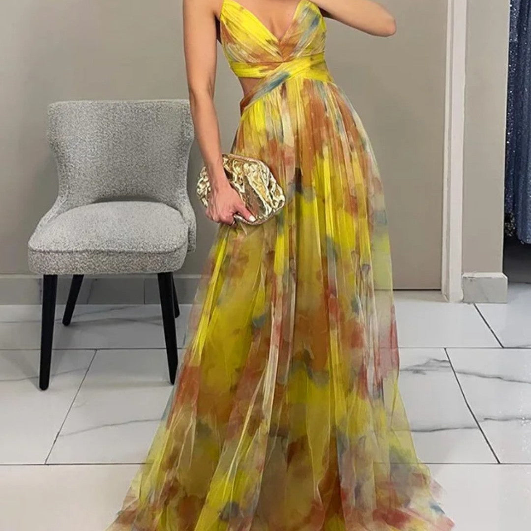 Giselle | Maxi-Vestido Encantador com Estampa Floral
