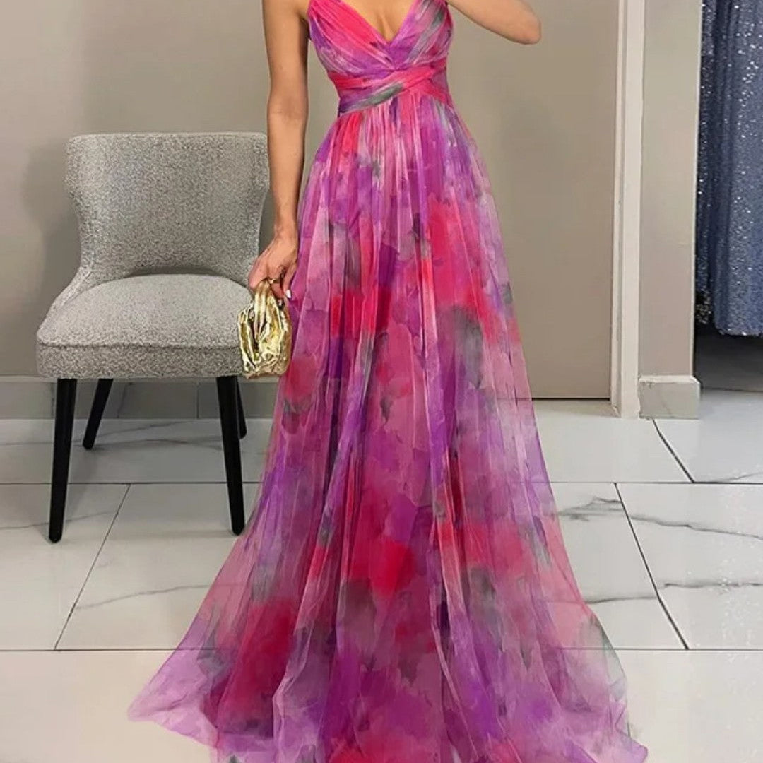 Giselle | Maxi-Vestido Encantador com Estampa Floral