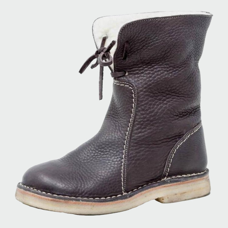 Botins de couro impermeáveis com forro de lã
