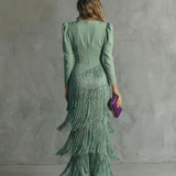 Chiara | Vestido Elegante com Mangas de Franja