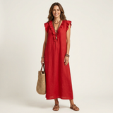 JOSETTE | VESTIDO MAXI ELEGANTE COM VOLANTES E DECOTE EM V