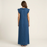 JOSETTE | VESTIDO MAXI ELEGANTE COM VOLANTES E DECOTE EM V