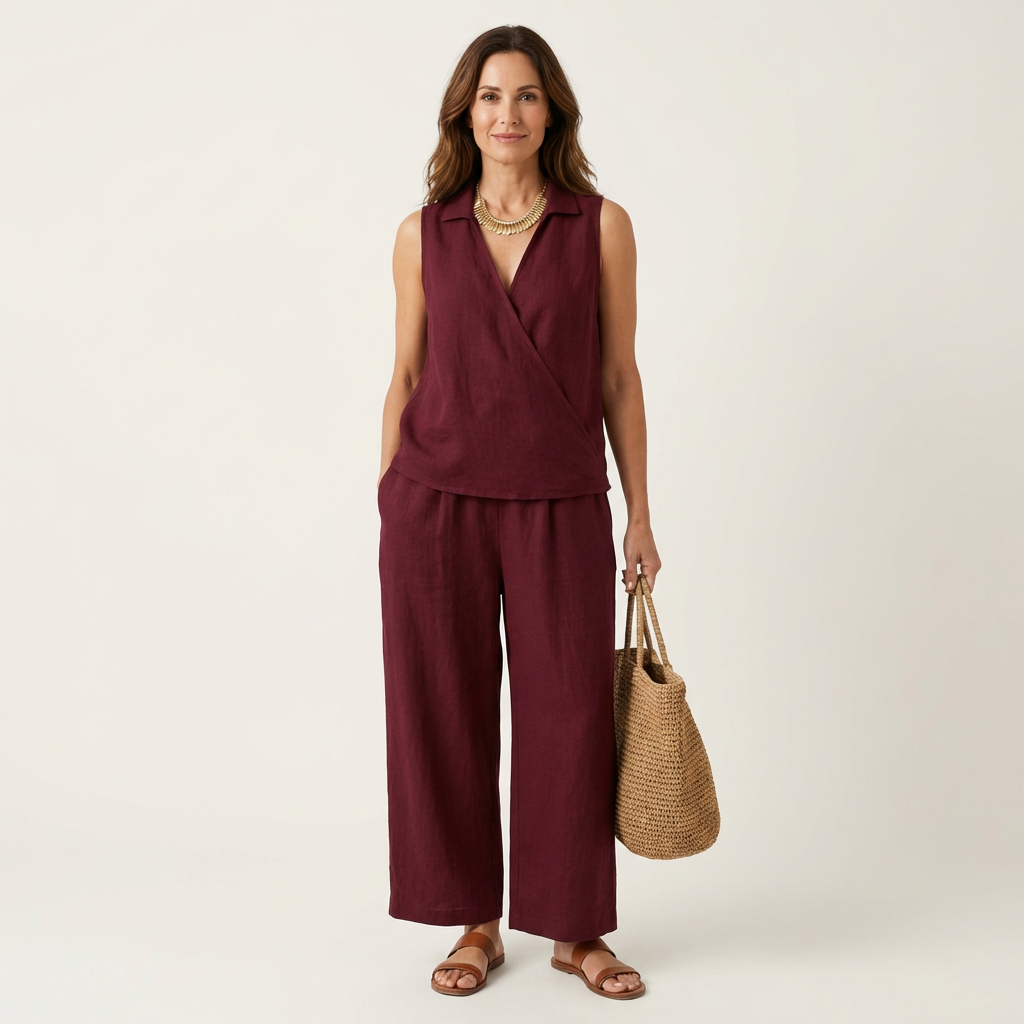 WREN | CONJUNTO DE TOP ENROLADO E CALÇAS LARGAS