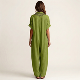 PETRA | VESTIDO MAXI DE LINHO COM COLAR V BORDADO