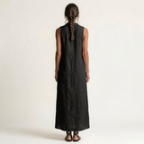 VALENTINA | VESTIDO MAXI SEM MANGAS COM CAPUZ E FECHO FRONTAL