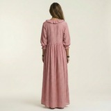 PALOMA | VESTIDO MAXI DE MANGA LANTERNA COM DECOTE EM V E BABADOS