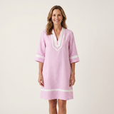SOLVEIG | VESTIDO DE ALGODÃO COM DECOTE EM V E LISTRAS CONTRASTANTES