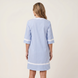 SOLVEIG | VESTIDO DE ALGODÃO COM DECOTE EM V E LISTRAS CONTRASTANTES