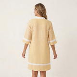 SOLVEIG | VESTIDO DE ALGODÃO COM DECOTE EM V E LISTRAS CONTRASTANTES