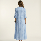 ODALYS | VESTIDO MAXI COM BORDADO FLORAL TONAL