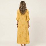 ODALYS | VESTIDO MAXI COM BORDADO FLORAL TONAL