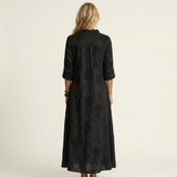 ODALYS | VESTIDO MAXI COM BORDADO FLORAL TONAL