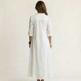 ODALYS | VESTIDO MAXI COM BORDADO FLORAL TONAL