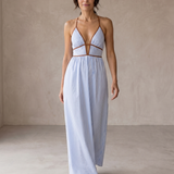 Laurina | Vestido Longo Listrado com Decote Cut-out