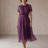 Flavia | Maxi Vestido com Decote em Gota e Bordo em Renda Chiffon