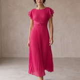 Seraphina | Elegante Maxi Vestido Plissado com Cintura Amarrada