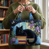 Bolso Artesanal - Gato Negro sobre Livros